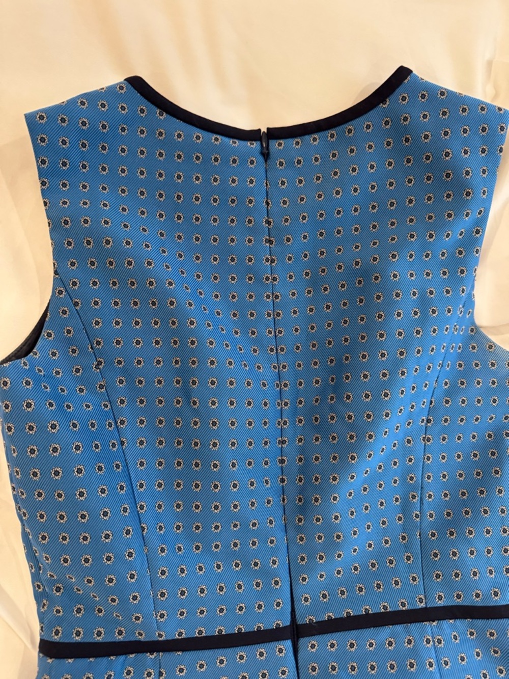J. Crew Blue Sleeveless Sheath Dress with Black Piping - Picture 5 of 6